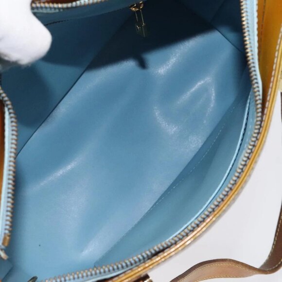LOUIS VUITTON Monogram Vernis Houston Hand Bag Baby Blue - Picture 10 of 16